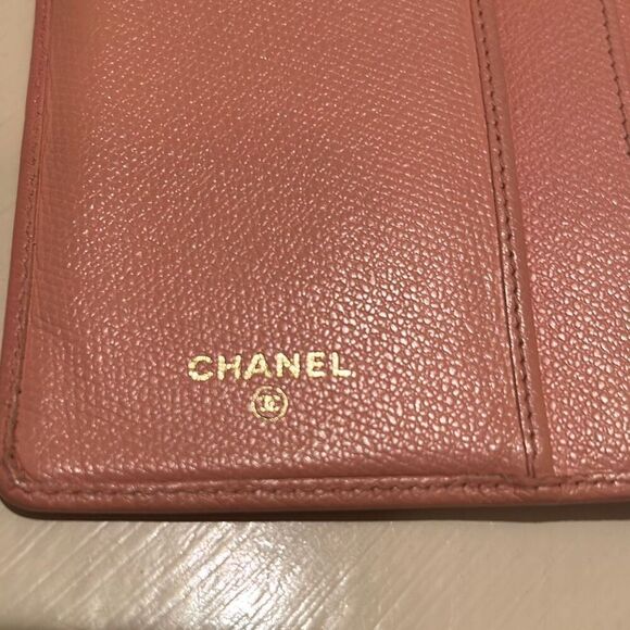 Chanel Foldover Long Cardholder Wallet CC Button Logo Light Pink Leather Luxury - Picture 4 of 14
